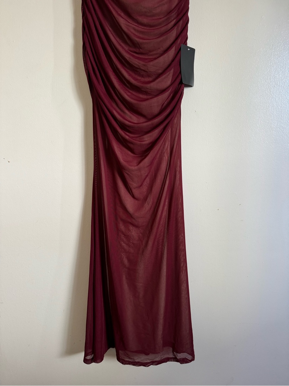 Retrofete Gold Satin Dress with Burgundy Accent - Picture 3 of 7